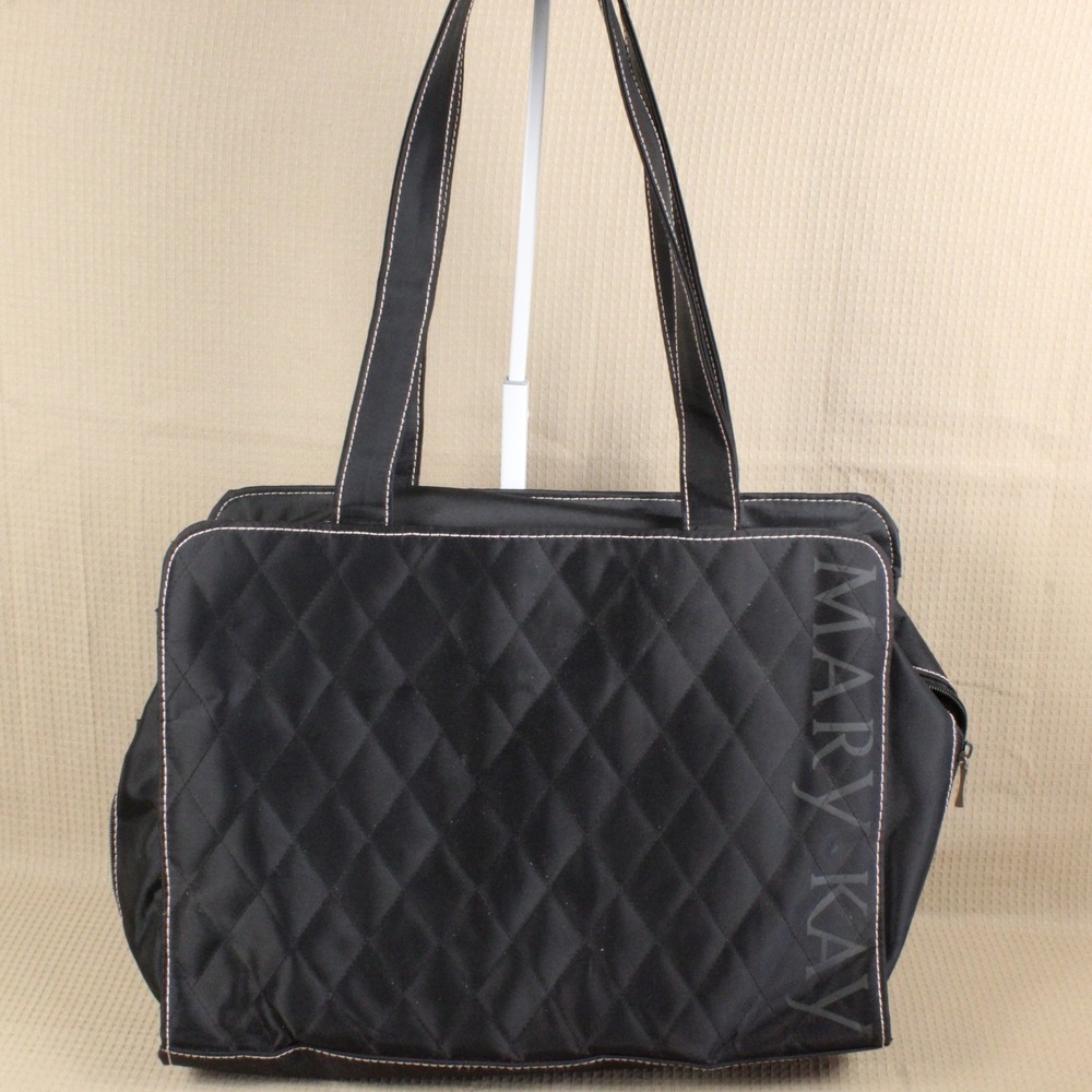 Mary Kay Tote Bag Quilted Large Multi Pocket Travel Shoulder Bag Black OS